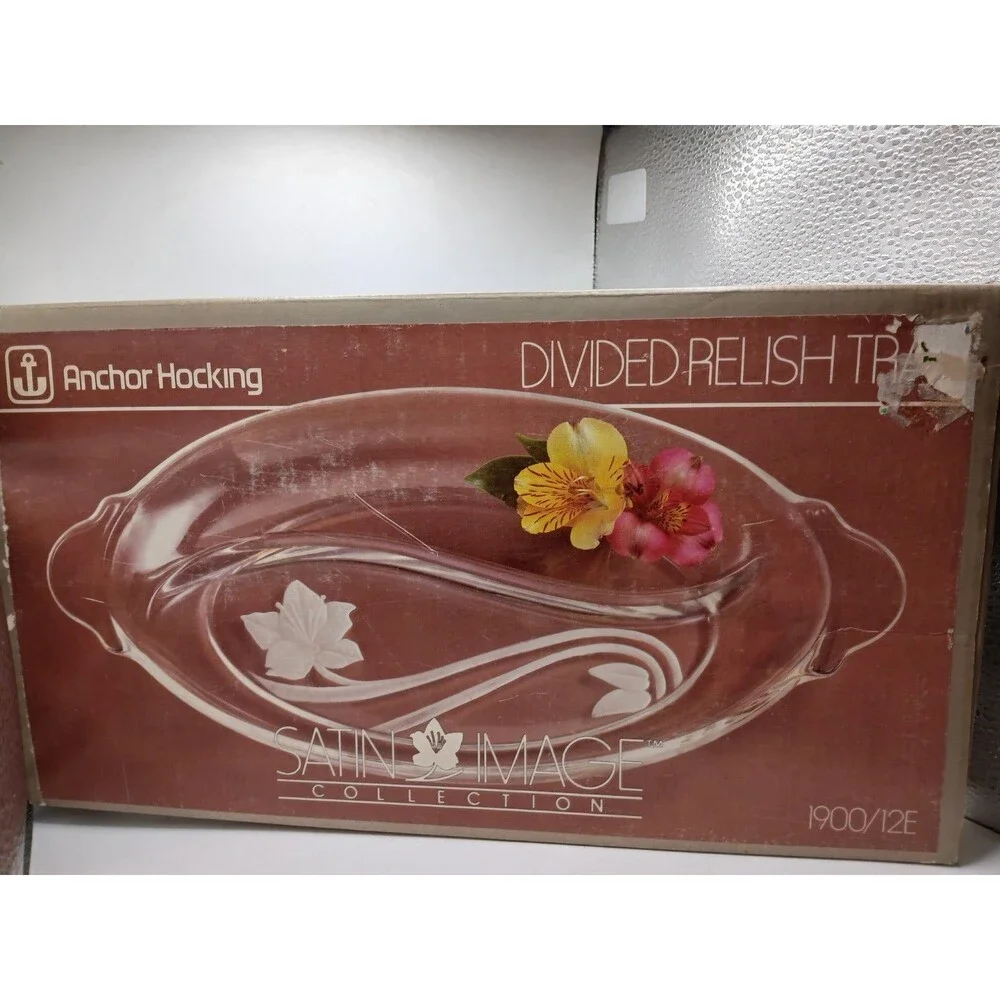 Anchor Hocking Divided Relish Tray Satin Image Collection 1900/12E Oval 13
